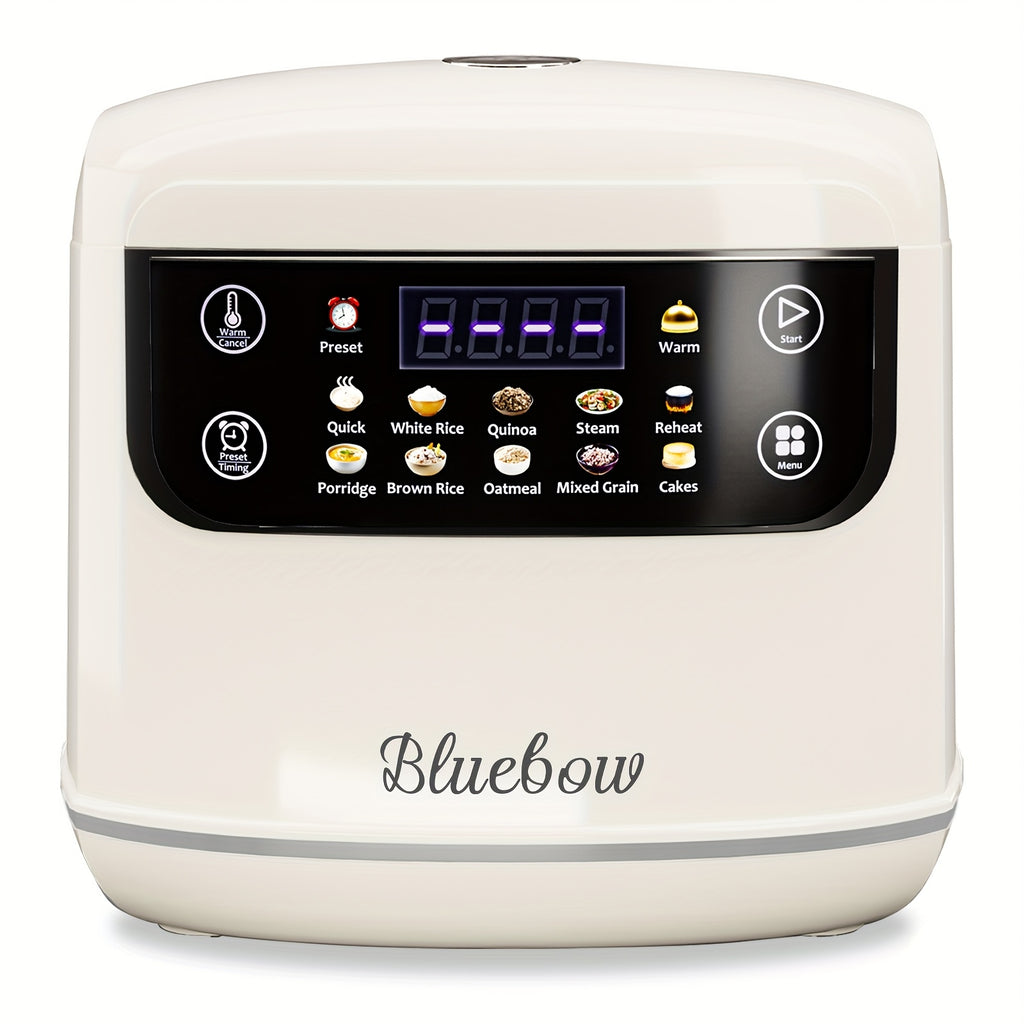 Mini Digital Rice Cooker with Listed 67.63 Oz Capacity, Ten-in-One Presets, Touchscreen and Nonstick Inner Pot with Delay and Keep Warm in Red or White Options