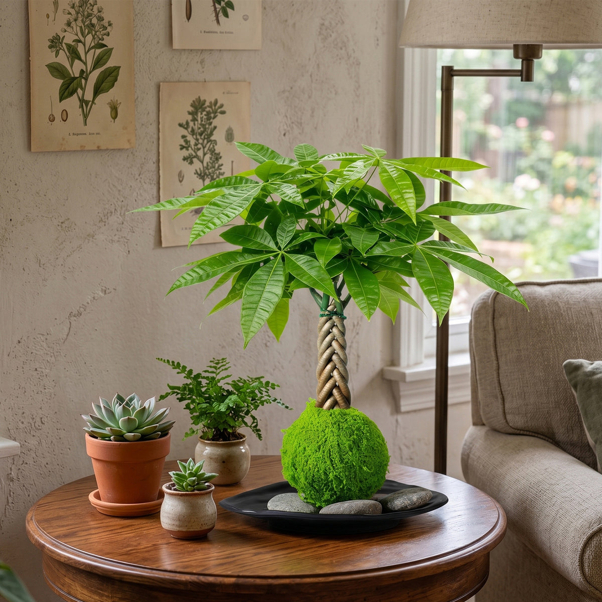 Live Money Tree Houseplant, Pachira Aquatica with Pot, Metal Bucket or Kokedama Bowl Options for Indoor Home and Office Decor, Birthdays and Housewarming Gifts