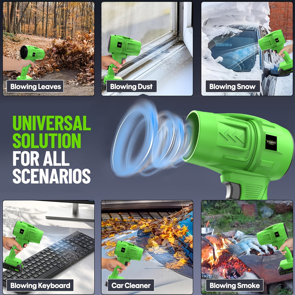 Cordless Turbo Fan Leaf Blower for Outdoor Leaves and Dust, Portable Handheld Cleaning Tool with One- or Two-Battery Accessory Options