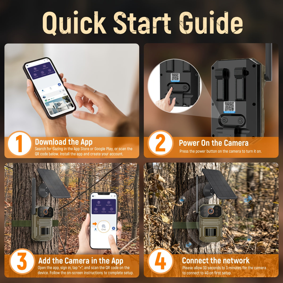 Solar Wildlife Monitoring Camera, Cellular Trail Camera with Listed 1920P Video, PIR Motion Sensor, Infrared Night Vision, Two-Way Voice and Remote Access