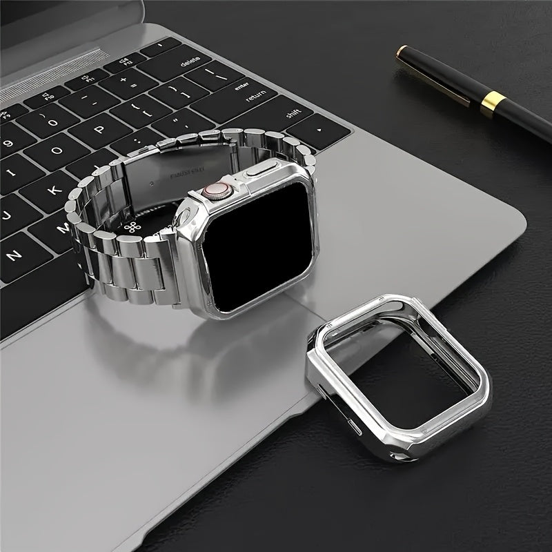 Stainless Steel Link Watch Band for Compatible Apple Watch Models with Listed Watch Case and Link Adjustment Tool, Multiple Size and Color Options for Everyday Style