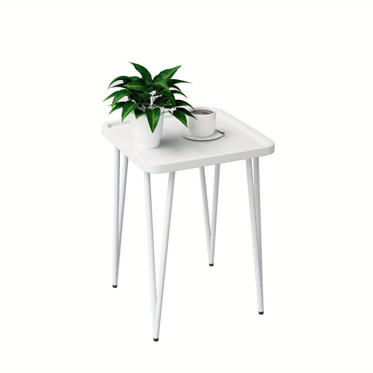 Square Metal Side Table for Small Spaces, Compact Drink and End Table for Sofa or Bedroom, Indoor and Outdoor Use in White, Pink, Black or Blue