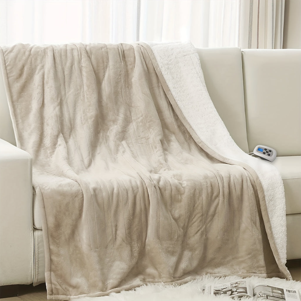 Flannel Heated Blanket with Listed 10 Heat Levels and 10-Hour Auto-Off, Electric Blanket in Four Sizes and Colors for Cozy Indoor Bedroom Comfort