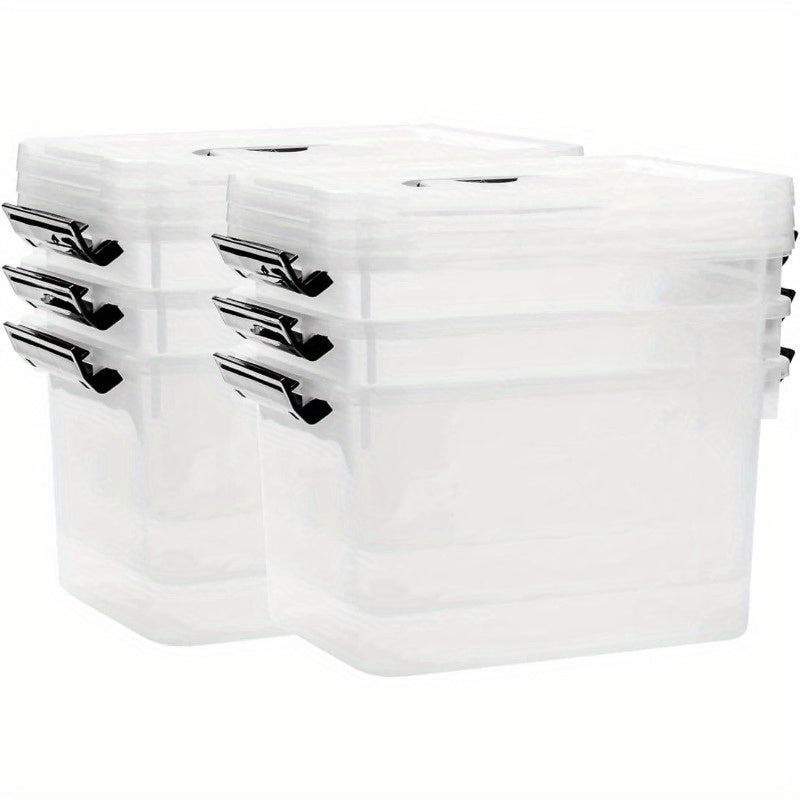 6-Quart Clear Plastic Storage Boxes with Latching Closures, Stackable 3 or 6-Pack Organizer Bins for Home Office Supplies and Closet Organization