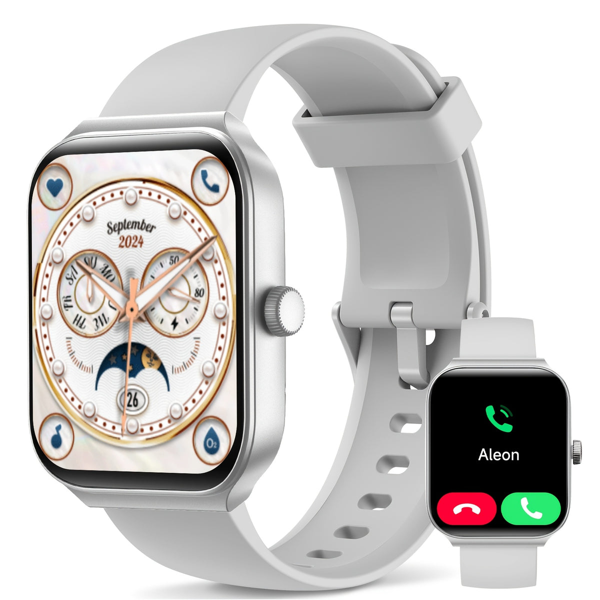 1.95 Inch Smart Watch with Alexa Built-in, Wireless Call Smartwatch with 100+ Sport Modes, Fitness Activity Tracker & Pedometer, for iPhone & Android, HD Touch Screen, Birthday & Mother's Day Gift