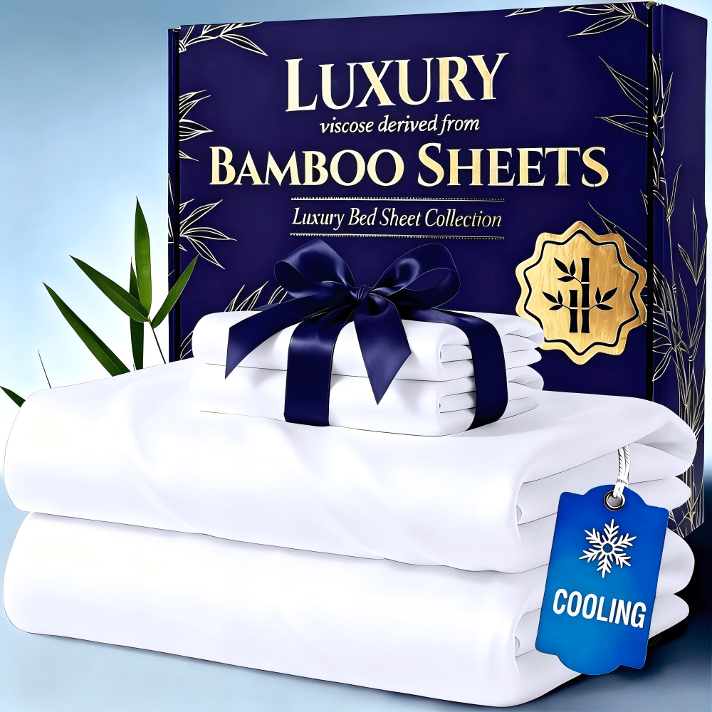 20 Inch Pocket Bed Sheet Set, Four-Piece Bedding with Listed Cooling Comfort, Fitted Sheet, Flat Sheet and Pillowcases in Twin, Full, Queen and King Options
