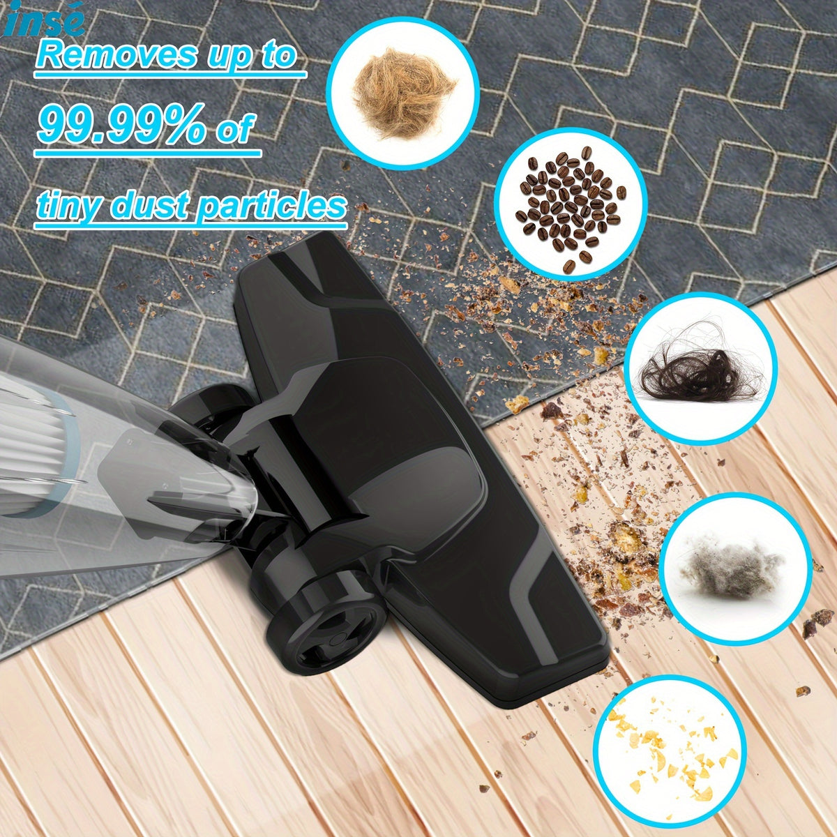 Corded Stick Vacuum Cleaner INSE R3S with Listed 400W Motor, 16kPa Suction, 3.75lb Weight and 6m Cord for Hardwood Floors, Low-Pile Carpet and Pet Hair