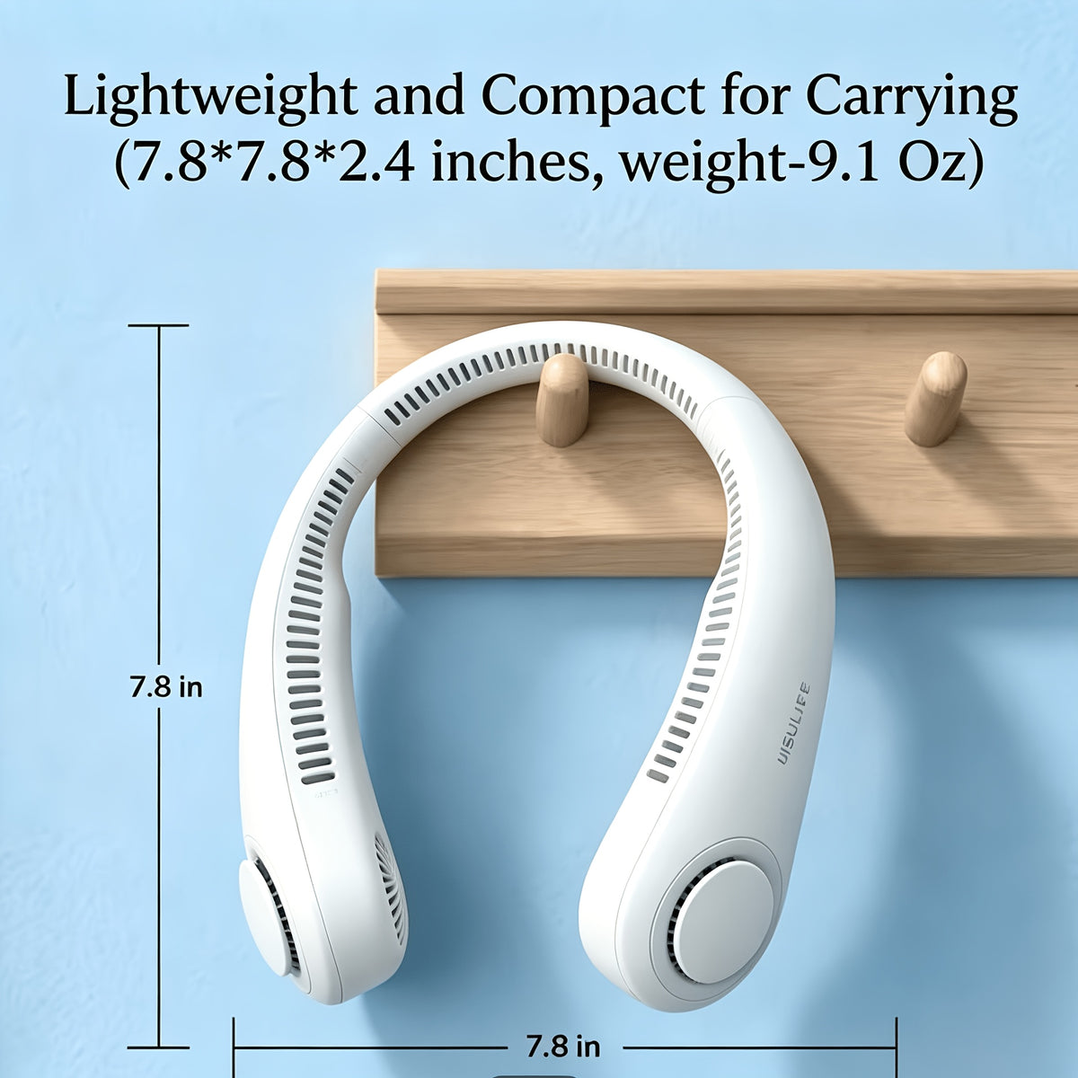 Three-Speed Neck Fan JISULIFE with 78 Air Outlets, 4000mAh Rechargeable Battery and Hands-Free Bladeless Design for Travel, Office and Summer Events