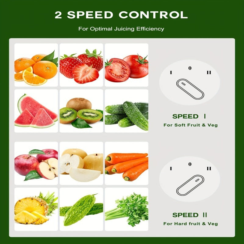 Wide Mouth Juicer with 3-Inch Feed Opening, Three Speed Settings and Detachable Design for Homemade Fruit and Vegetable Juice, Everyday Kitchen Drink Preparation