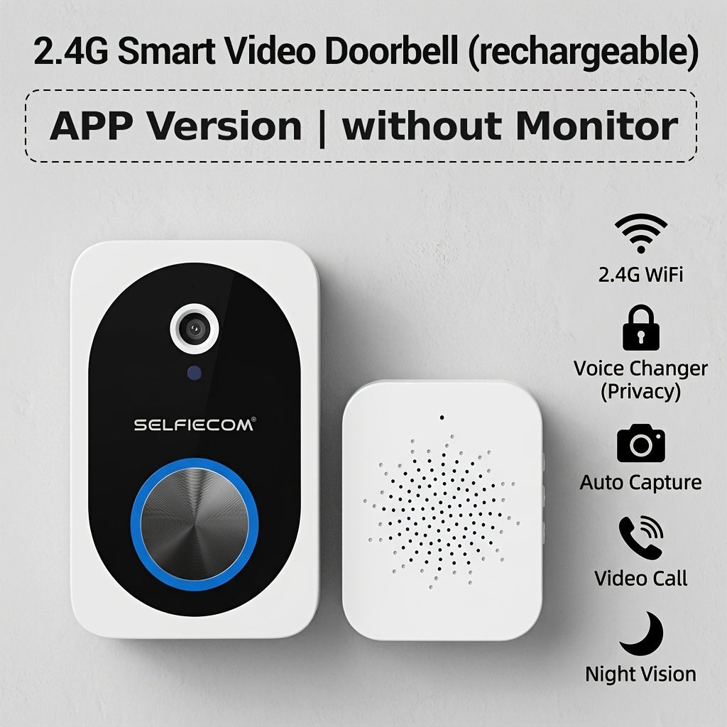 1 Set, Doorbell Camera Wireless No Subscription, Water Resistant Wireless Video Doorbell, Equipped with A 4. 3-inch Display, Real-time Communication Is Like Making A Phone Call, No Need for Button Intercom, One Click Answer, Fisheye Wide-angle Lens