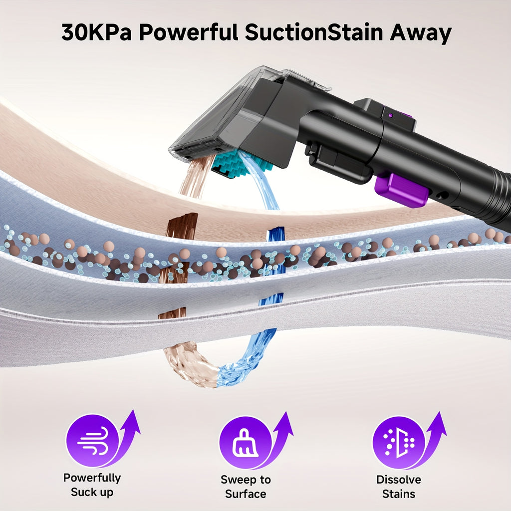Upholstery Cleaner Machine, Portable Carpet Spot Cleaner with 30Kpa Suction and Dual-Size Brush Head for Pet Stains, Couch, Stairs and Car Seats