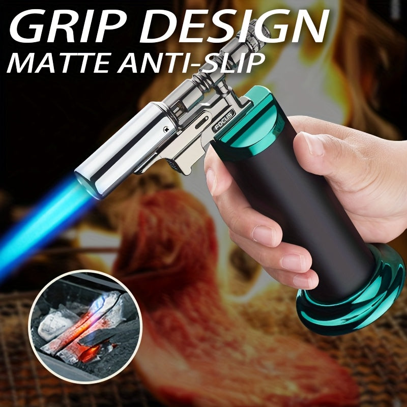 Refillable Torch Lighter, Gas Not Included, Adjustable Flame Reference in Black or Bohemian Options for Adult Barbecue, Camping and Kitchen Equipment