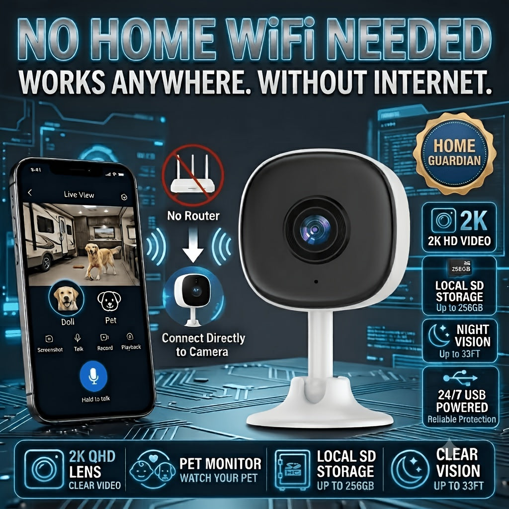 Magnetic Mount Indoor Security Camera 2K with Dual-Band WiFi, Night Vision, Two-Way Audio and AI Detection Alerts, USB-Powered Home Monitoring Camera