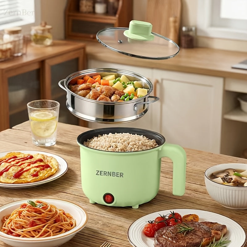 Triple-Power Electric Cooking Pot with Listed Nonstick Coating, ZERNBER 60.87oz A or B Model Labels for Compatible Hot Pot, Soup, Ramen and Kitchen Meal Preparation