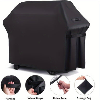 BBQ Grill Cover with Strap Fastening and Buckle Closure, Tear-Resistant Oxford Fabric Outdoor Barbecue Cover in Listed 58 x 46 x 24 Inch Size for Patio Storage