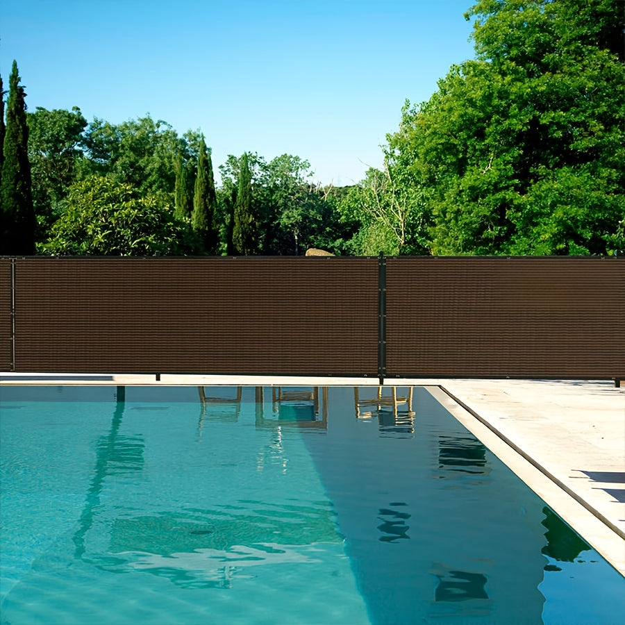 Brown Fence Privacy Screen with Listed Cable Zip Ties, Outdoor Shade Cloth Mesh in Multiple 15ft and 50ft Size Options for Garden and Backyard Fence Coverage