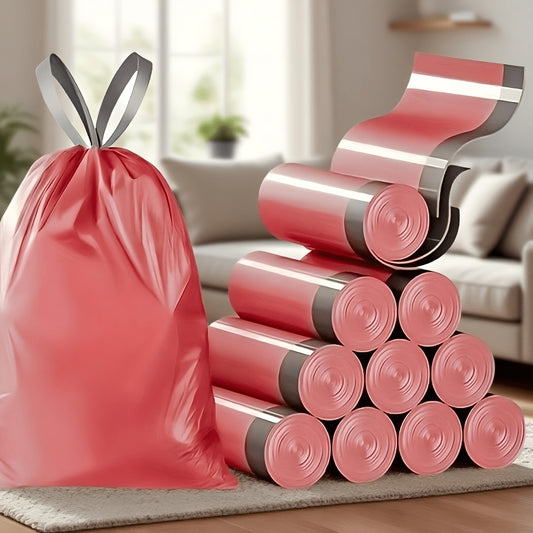 Drawstring Trash Bags, 150-Count Small Plastic Wastebasket Liners with Listed 4-Gallon Capacity in White, Pink, Red or Purple for Bathroom and Office