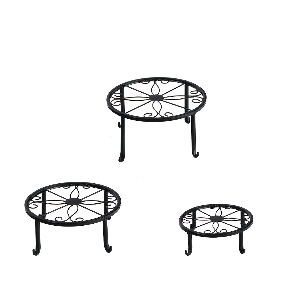 Round Metal Plant Stand Set with 3, 4 or 5-Piece Options, Circular Flower Pot Holders for Indoor Living Rooms, Balconies and Outdoor Courtyard Displays