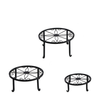 Round Metal Plant Stand Set with 3, 4 or 5-Piece Options, Circular Flower Pot Holders for Indoor Living Rooms, Balconies and Outdoor Courtyard Displays