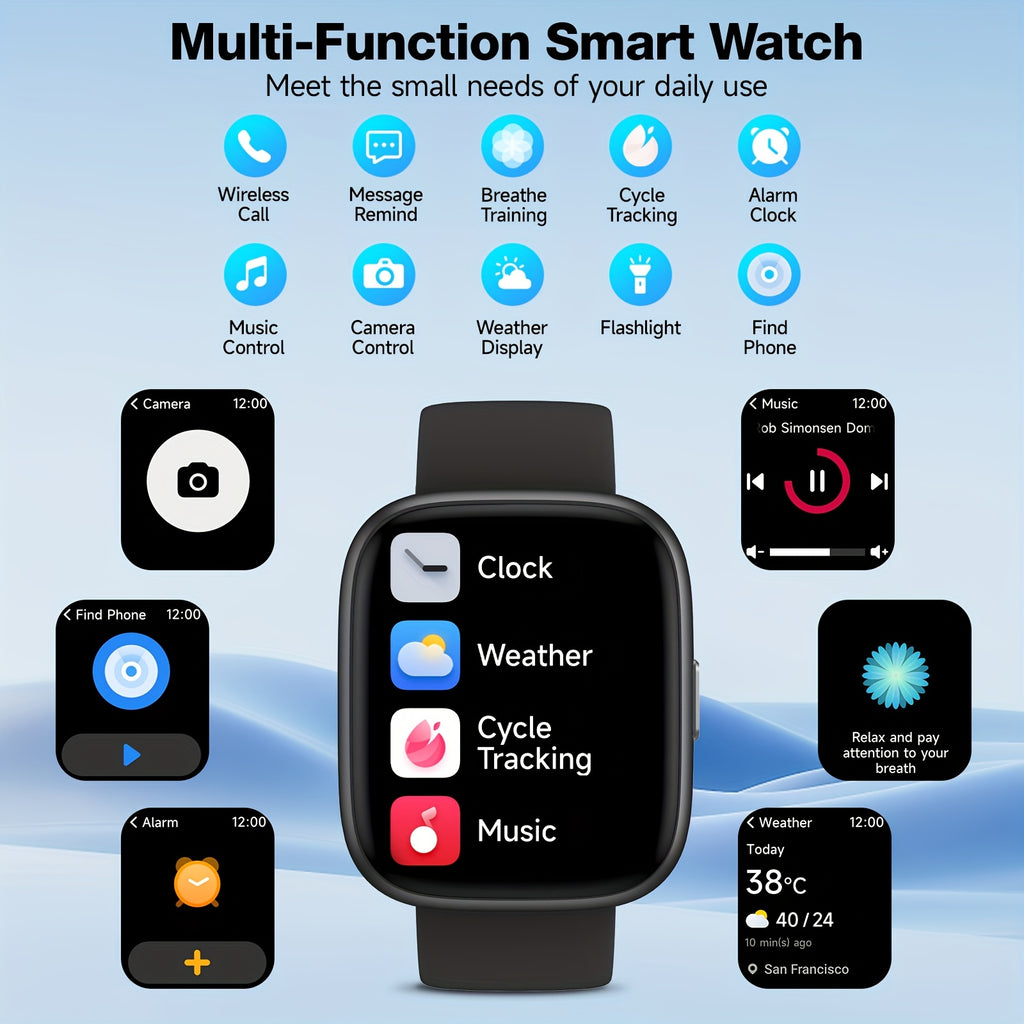 1.83 Inch HD Smart Watch for Men and Women, Wireless Calling Smartwatch with Built-in Alexa, Fitness Activity & Sleep Tracker, 100+ Sport Modes, Multiple Watch Faces, for iPhone Android