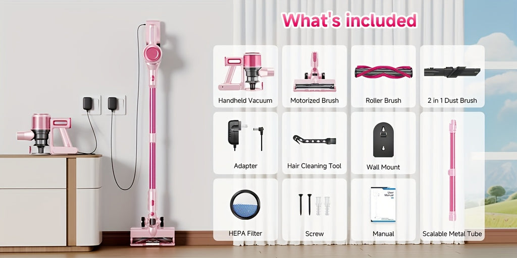 LED-Lit Convertible Stick Vacuum with Listed 55kPa Suction, Handheld Cleaning Format and Nine Color Labels for Compatible Floors, Carpets and Pet Hair Cleanup