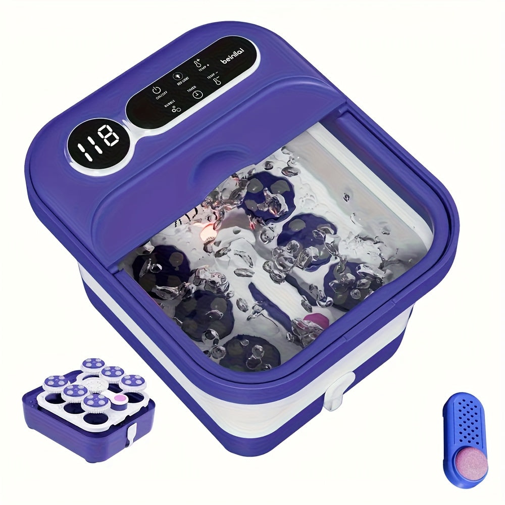 Collapsible Foot Spa with Listed Heating and Bubble Massage Features, Blue Automatic or Pink Basic Model Options for Adult Home Foot Care and Gift Planning