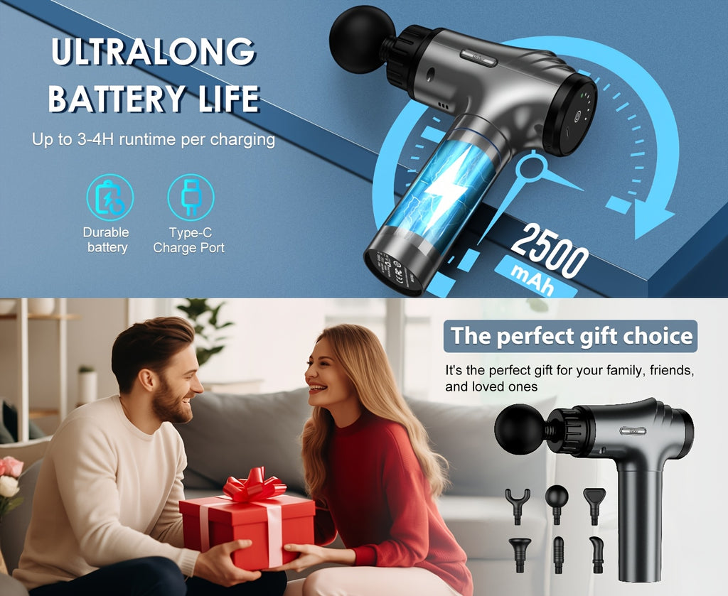 Massage Gun Deep Tissue, 30-Speed Handheld Electric Muscle Massager with 9 Massage Heads, High-Power Percussion Massager for Back, Legs, Arms, Full Body, Post-Workout Recovery, Athlete Gift