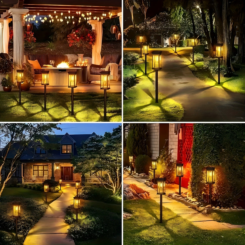 Solar Outdoor Path Lights Eight-Pack with Listed Automatic On-Off and IP44 Rating for Decorative Garden Borders, Lawn Areas, Terraces and Home Landscape Displays