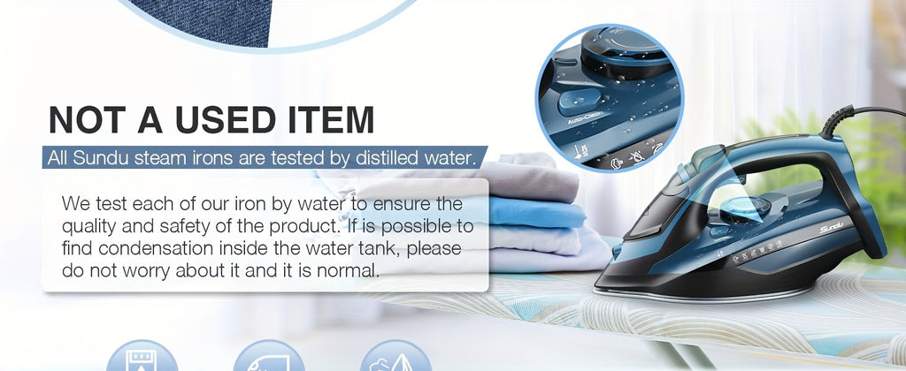 Steam Iron for Clothes 1700W in Blue with Ceramic-Coated Soleplate, Adjustable Thermostat, Self-Cleaning and Automatic Shut-Off for Home Garment Care