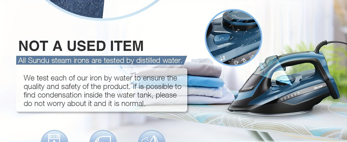 Steam Iron for Clothes 1700W in Blue with Ceramic-Coated Soleplate, Adjustable Thermostat, Self-Cleaning and Automatic Shut-Off for Home Garment Care