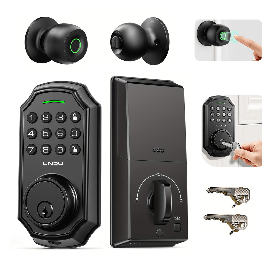 Electronic Deadbolt and Handle Set by ARPHA, Black Keyless Entry Door Lock with Listed 100 Codes, One-Time Password and Auto-Lock for Compatible Doors
