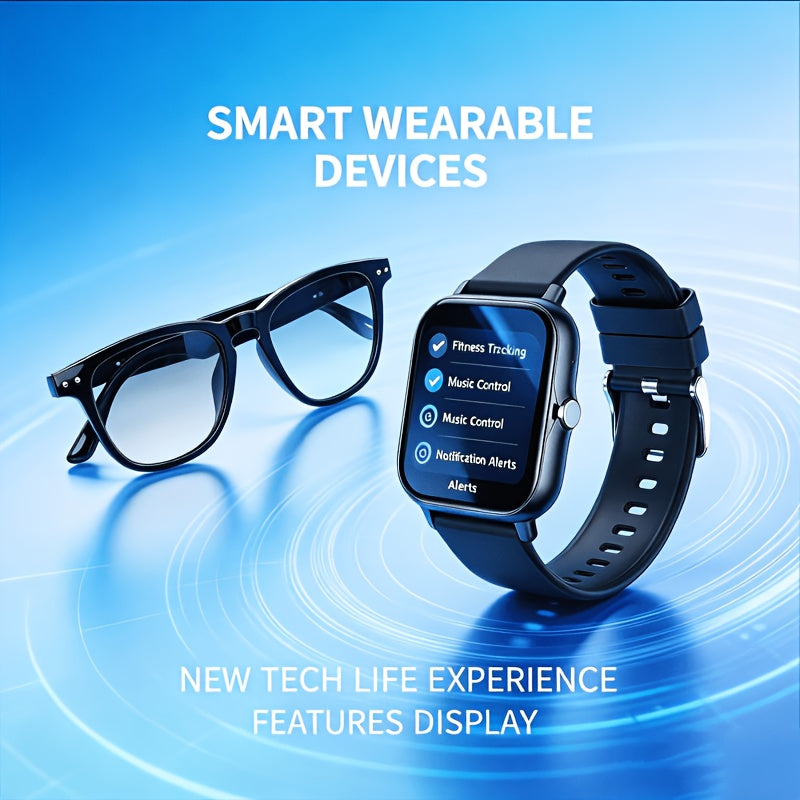 Multilingual Translation Glasses and Touchscreen Smartwatch Set, AI Smart Wearable Combo with Touch Control and Standard or Flagship Upgrade Options