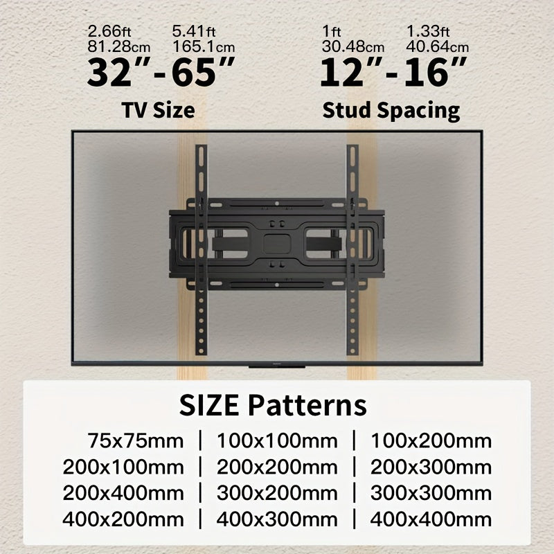 TV Wall Mount Full Motion for 37-75 Inch TVs, Articulating Dual Arms with Swivel, Tilt & Leveling, 132 Lbs Capacity, Max VESA 600x400mm, Fits 16-24 Inch Wood Studs, for OLED LCD LED Flat & Curved TVs