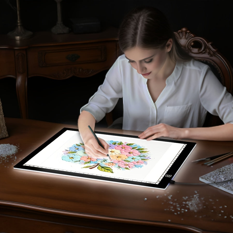 Dual Strip LED Drawing Light Board with Ten-Level Adjustable Brightness and Listed Acrylic Surface, Black Light Pad in Two Sizes for Tracing, Sketching and Diamond Painting