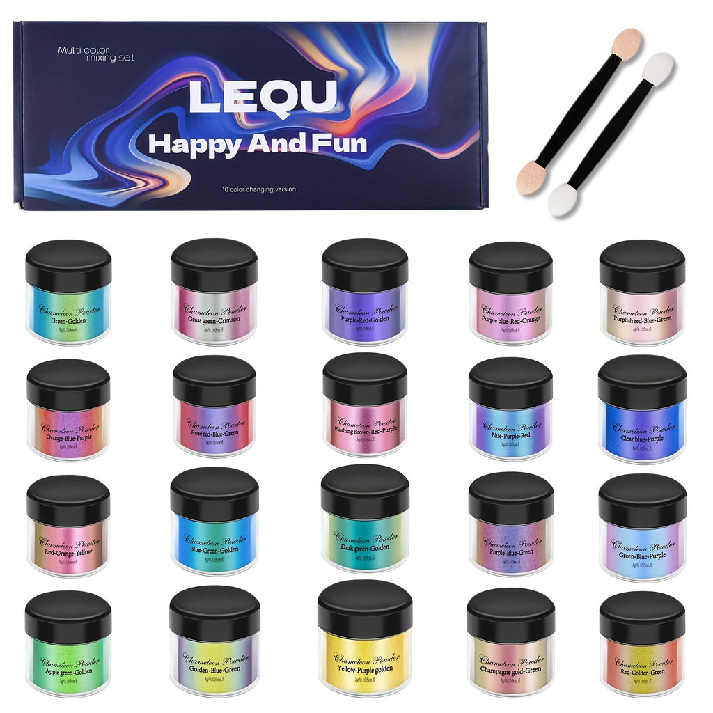 Chameleon Pigment Powder Set in 20 Mixed Colors, Color-Changing Craft Powder for Compatible Epoxy Resin Art, Decorative Jewelry, Coasters and Cup Projects