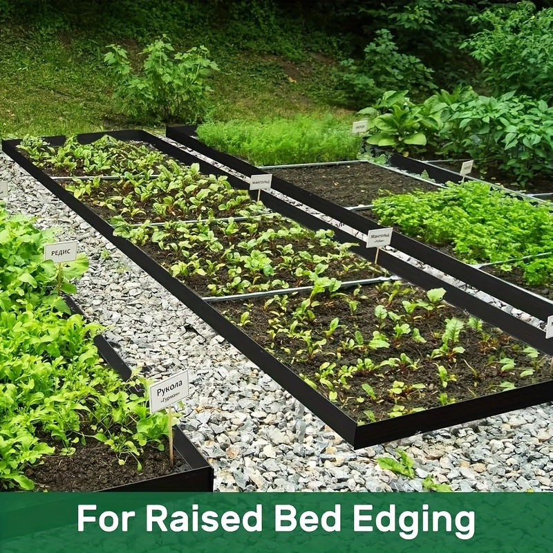 No-Dig Landscape Edging Kit, Flexible HDPE Garden Border with Anchoring Spikes for Flower Beds, Lawn and Pathways, Black or Green with Optional Hammer
