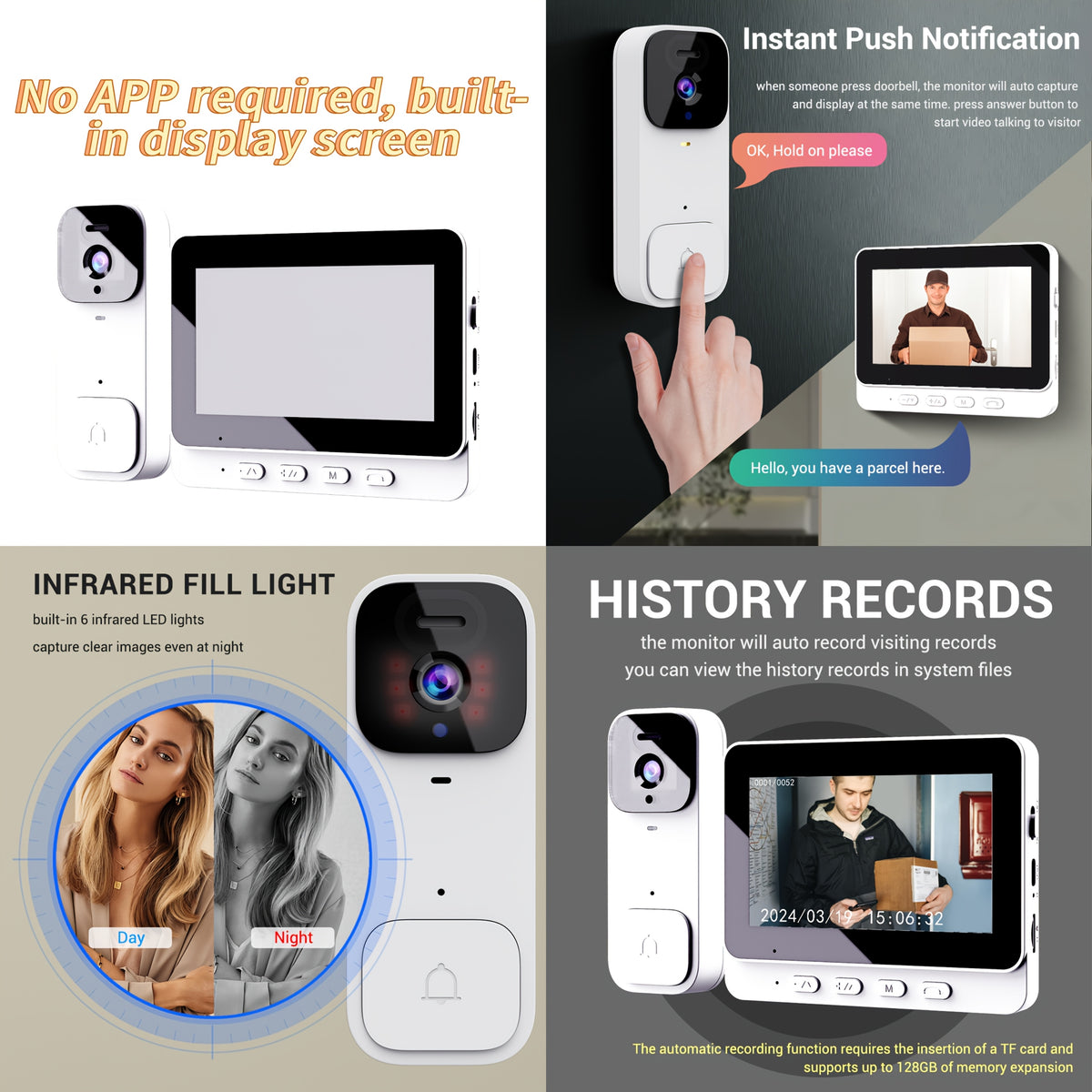 Video Doorbell X6 or X3 Black for Home Entry Visitor Viewing with Listed Two-Way Audio, Infrared Night Vision and Automatic Ring-Triggered Capture