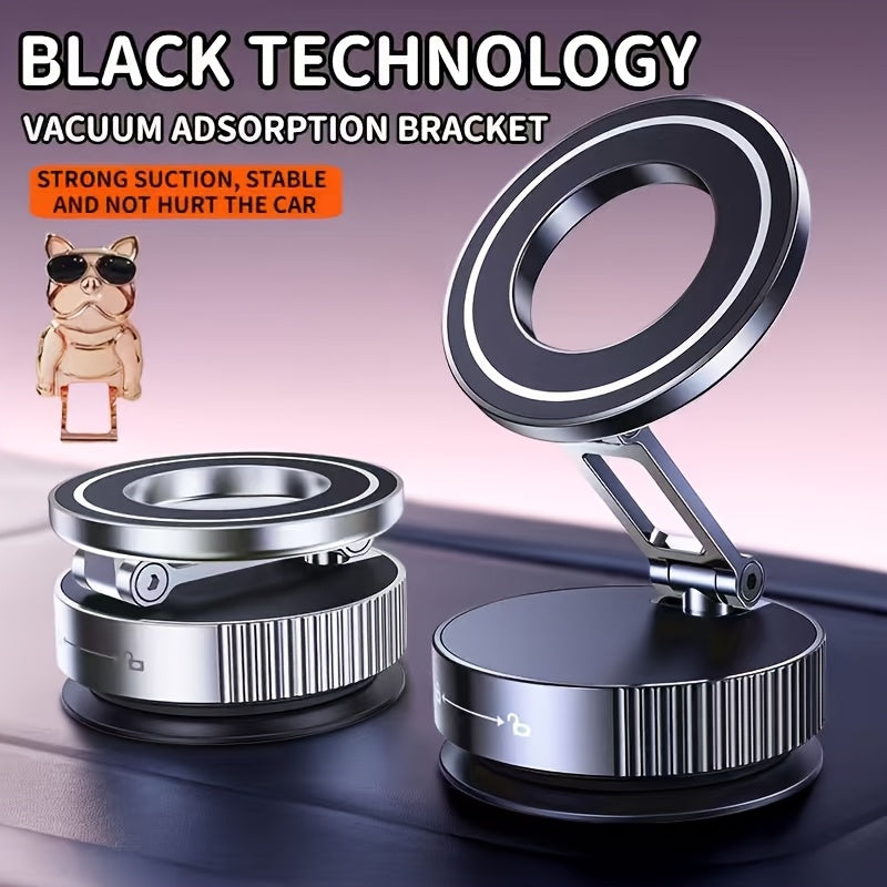 Magnetic Phone Mount with Adjustable Height, Foldable Design and 360-Degree Rotation References, Bulldog Stand, Alloy, Grey and Two-Piece Selection Options