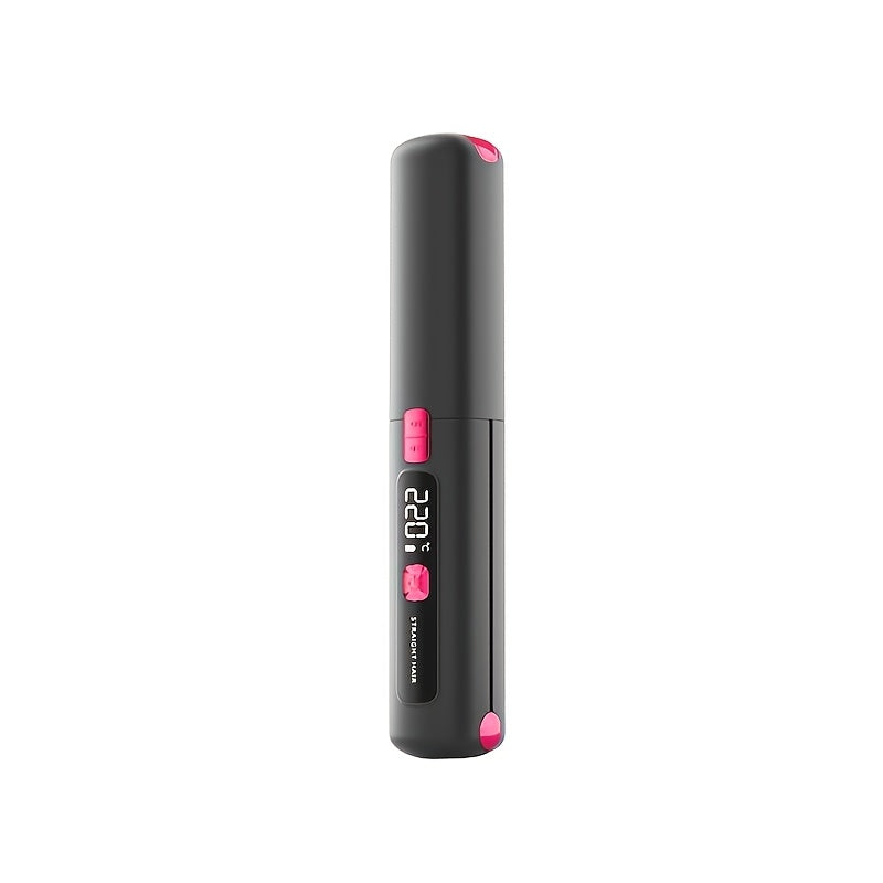 Cordless Hair Straightener and Curler in Gray, Listed Mini 2-in-1 USB-Rechargeable Flat Iron Design for Portable Styling and Travel Preparation