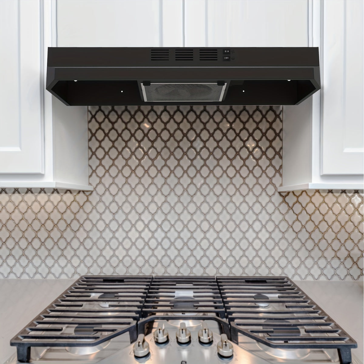 Convertible Kitchen Range Hood, 30-Inch Under Cabinet Vent with Ducted or Ductless Setup, LED Light and 2-Speed Fan in Black, White or Silvery