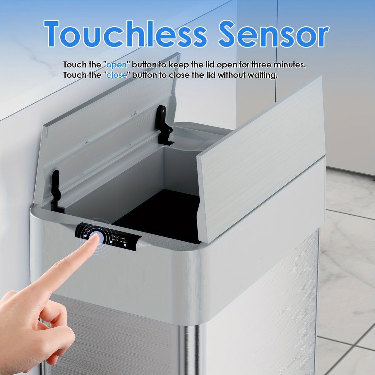 Large Capacity Motion Sensor Trash Can with Automatic Lid, 13.21 to 21.13 Gallon Model Options with Single or Wing Opening for Kitchen and Household Waste