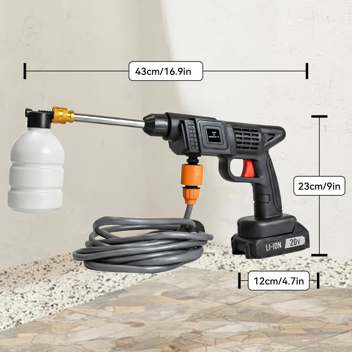 Rechargeable Cleaning Water Gun with Listed 20V Power, One or Two Battery and Upgrade Options, Handheld Spray Tool for Compatible Car Cleaning and Garden Tasks