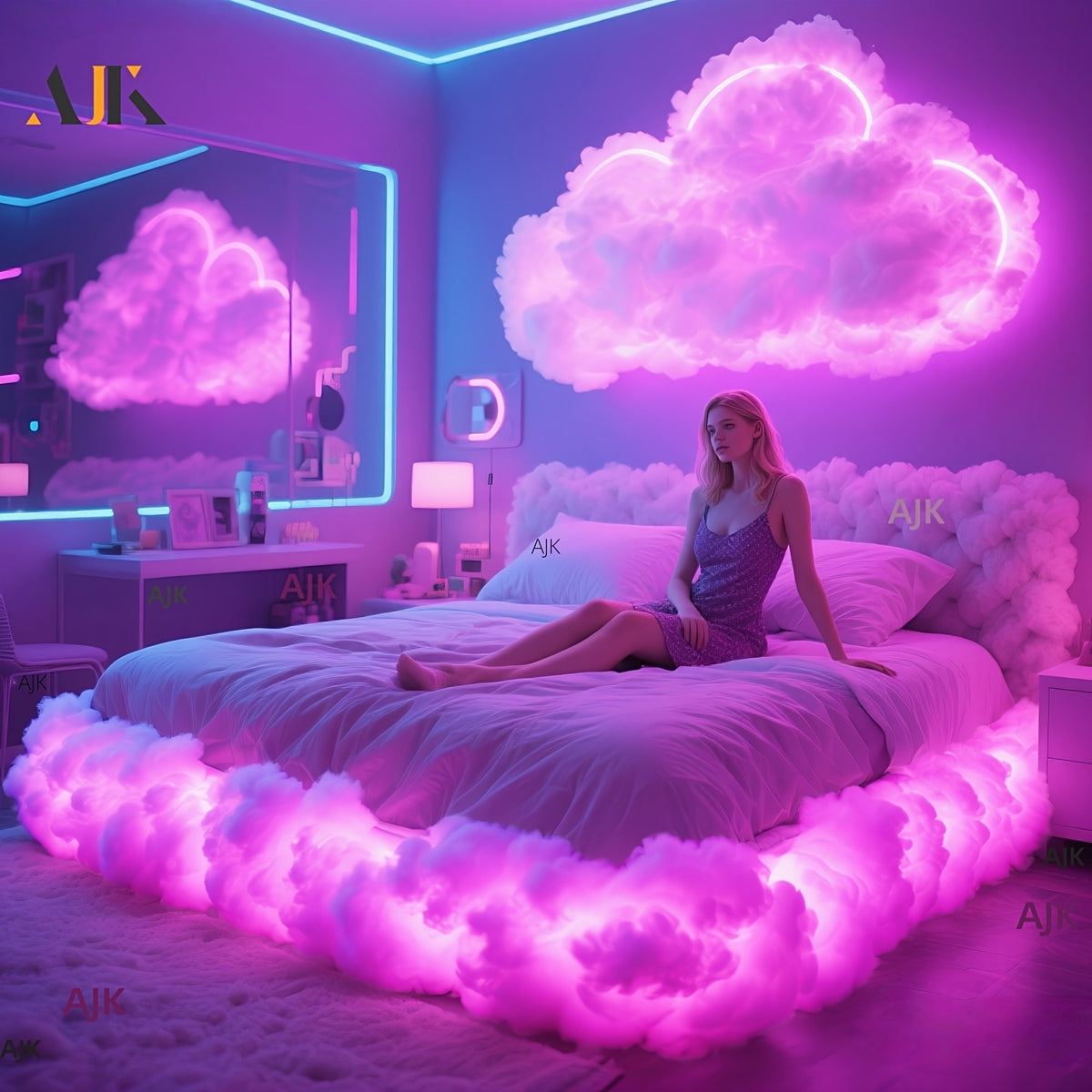 RGBIC Cloud Lamp String Lights with Listed Music Sync and Color-Changing Effects, 192.13-Inch DIY Decorative Lighting for Gaming Rooms, Bedrooms and Living Spaces