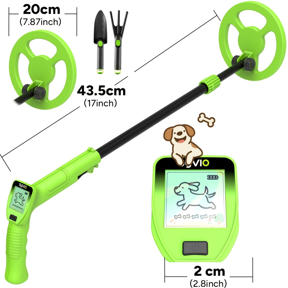 Outdoor Metal Detector with Listed 8-Inch Search Coil, LCD Display and Four Modes, Green, Yellow or Basic Version Options for Garden and Yard Hobby Searching