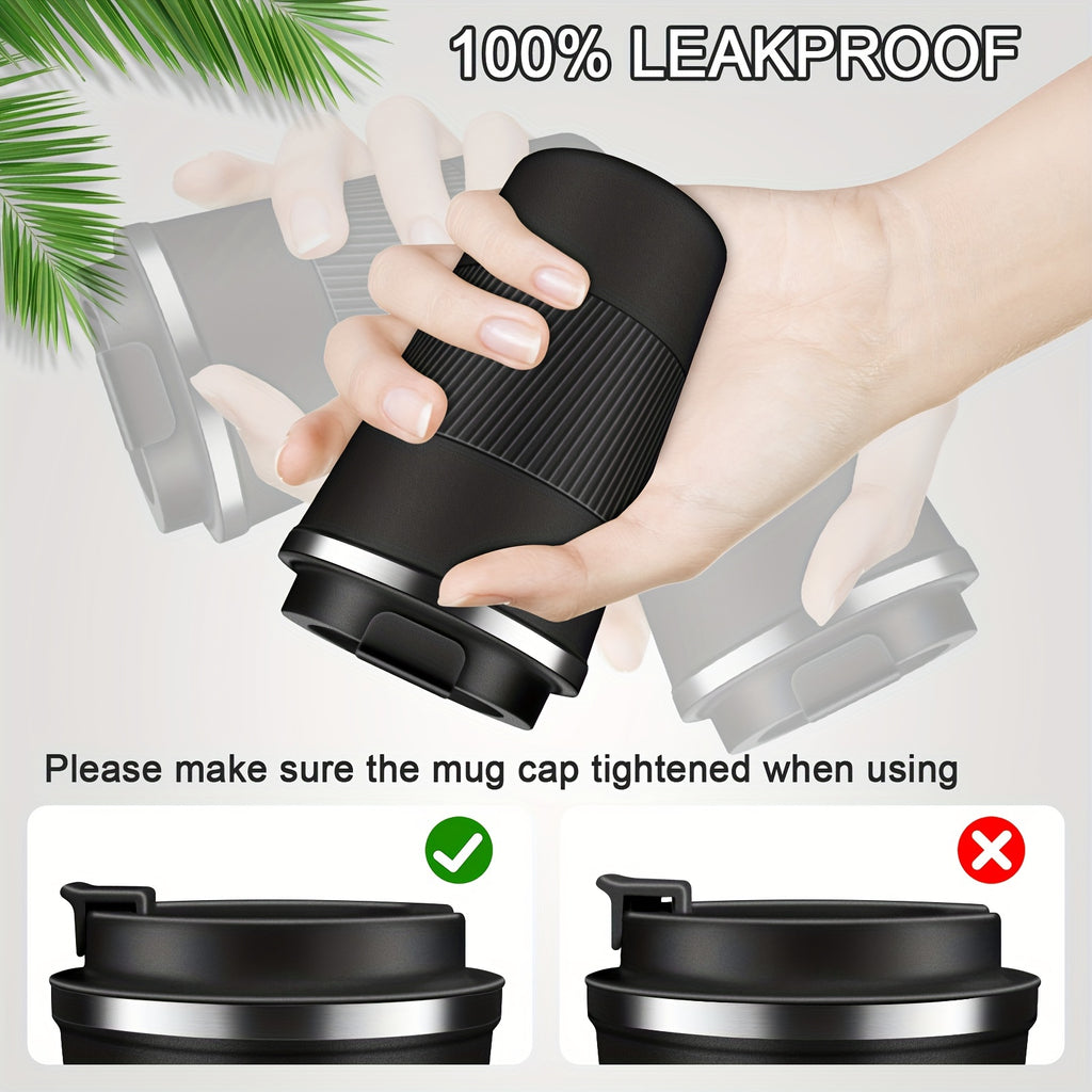 Insulated Travel Coffee Mug with Lid, 380ml or 510ml Reusable Stainless Steel Tumbler in Multiple Colors for Hot and Cold Drinks, Morning Commutes and Camping