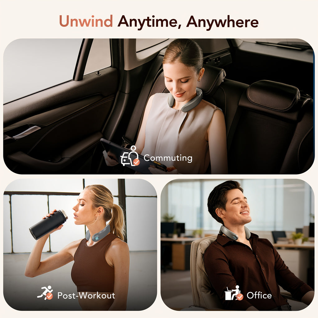 Portable Neck Massager with Heat by SKG, Cordless Wearable USB-Rechargeable Personal Care Device in Basic White or G7 PRO-E Options for Home and Office Breaks