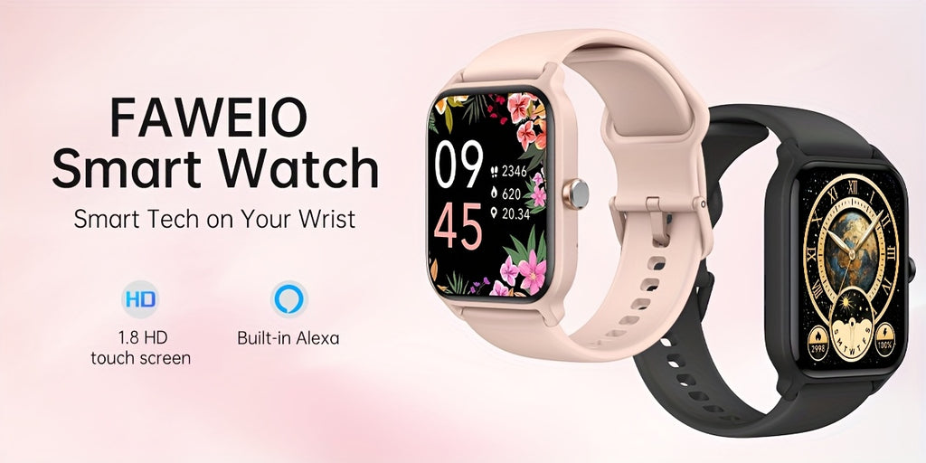 Alexa Smart Watch for Women & Men, 1.8-inch HD Touchscreen Smartwatch with Wireless Calling, 100+ Sports Modes, Fitness & Sleep Tracker, for iPhone Android, Mother's Day Gift