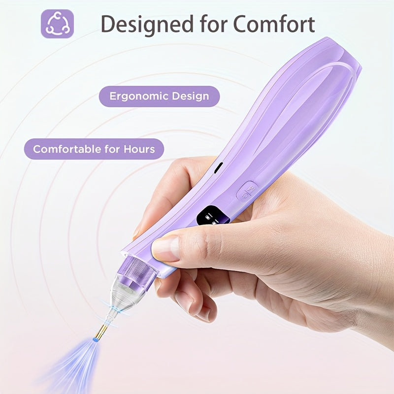 Diamond Art Electric Dotting Pen with Listed Storage Tray and Ergonomic Handle, Purple or White Two-Piece Upgrade Options for DIY Diamond Painting