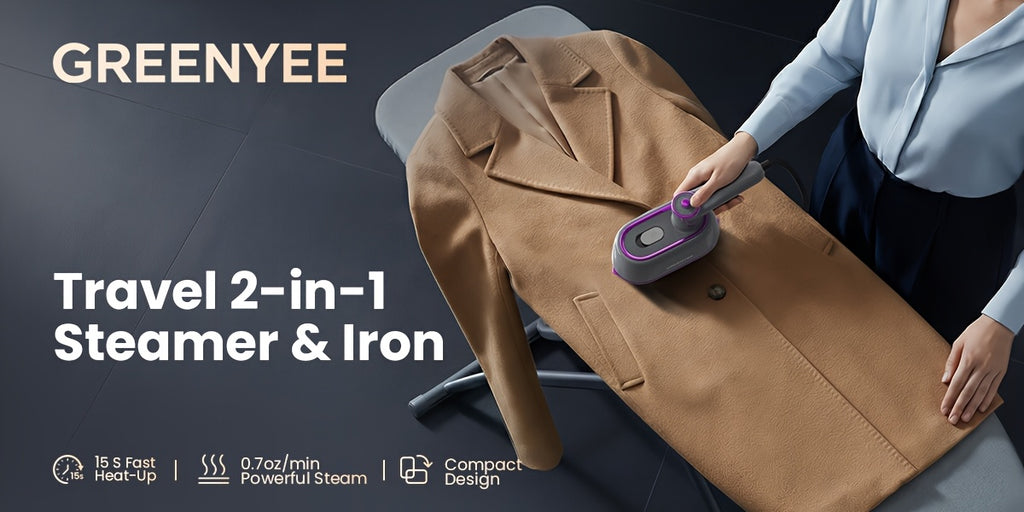 Mini Travel Steam Iron with Foldable 180-Degree Handle, Portable Handheld Garment Steamer for Compatible Clothing, Dry Ironing and Everyday Wrinkle Care