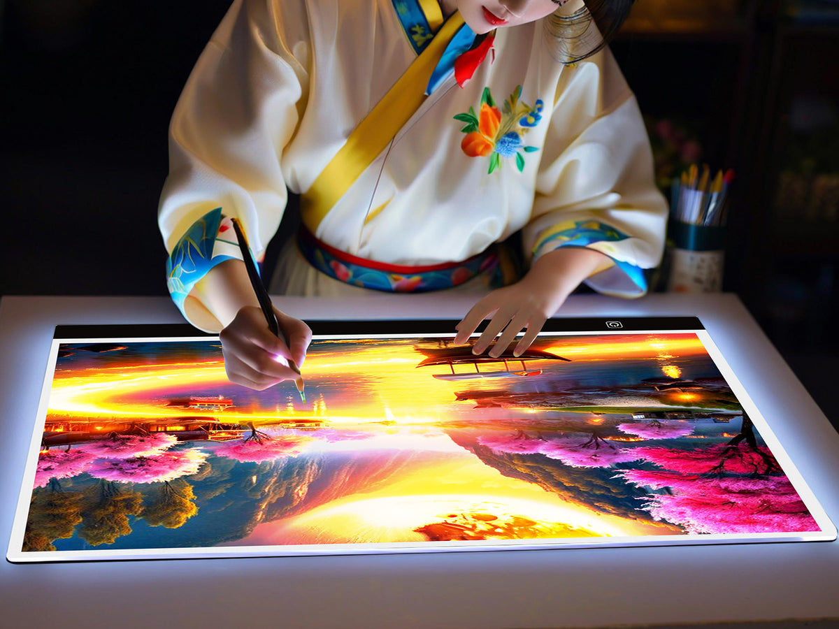 Touch Control A2 LED Tracing Light Box with Three-Level Brightness Adjustment, USB-Powered Thin Light Pad in Black or Blue for Diamond Painting, Sketching and Paper Crafts
